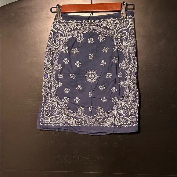 Ultra Pink Navy Blue Bandana Print Skirt - Picture 4 of 4
